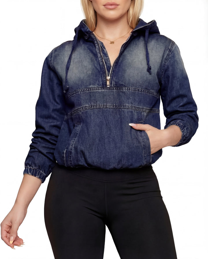 TABITHA™ – Lässiger Hoodie mit halbem Reißverschluss