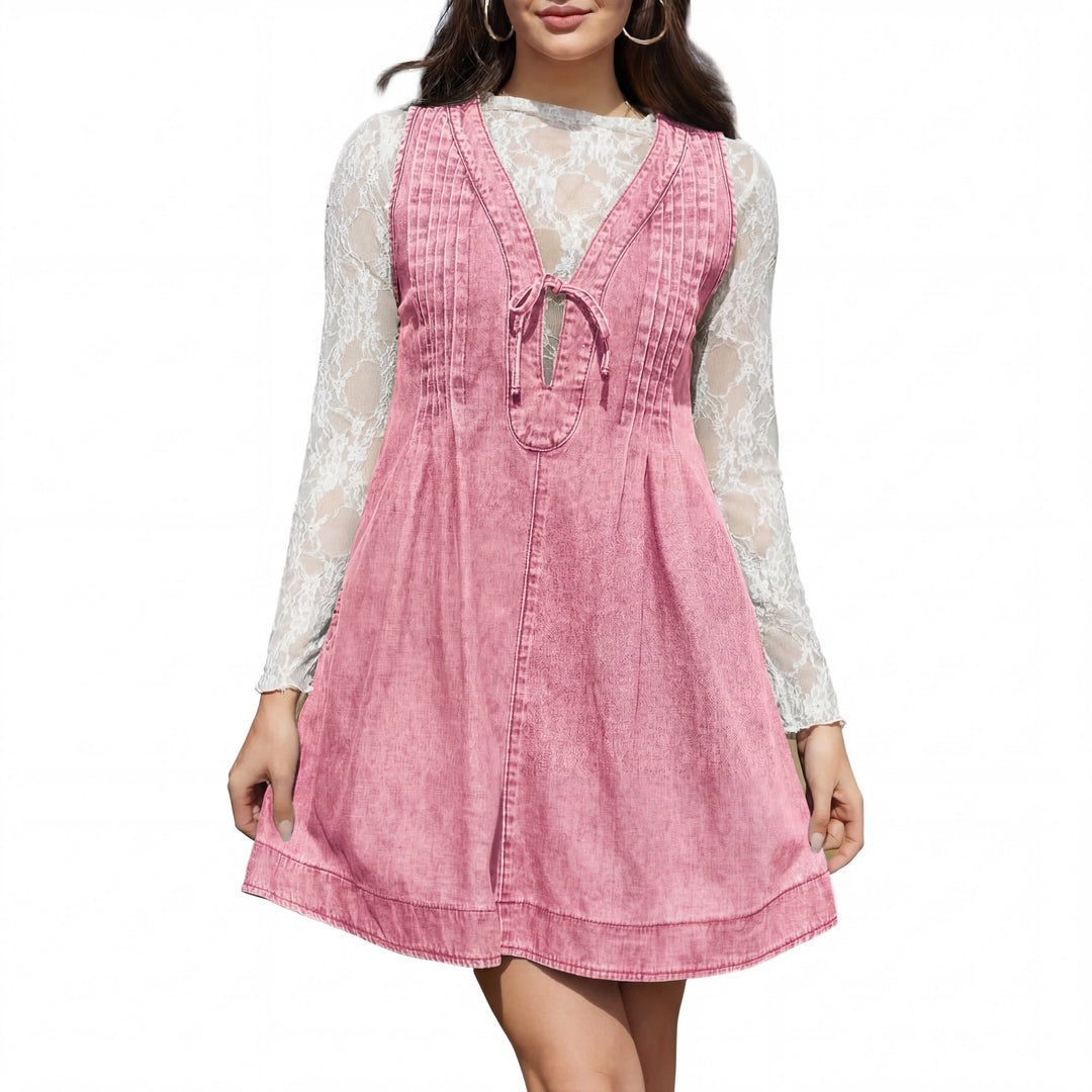 ANNE™ – Oversized ärmelloses Mini-Kleid im Vintage-Stil mit V-Ausschnitt