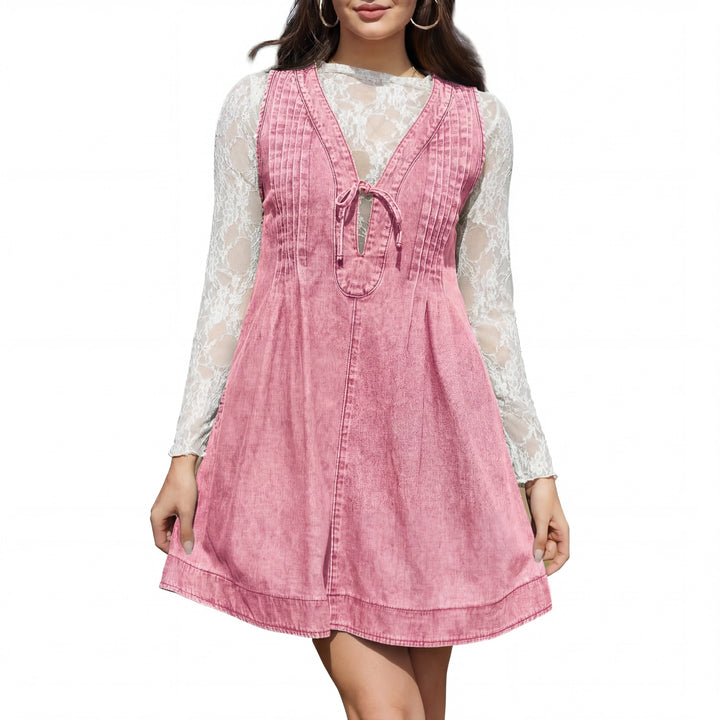 ANNE™ – Oversized ärmelloses Mini-Kleid im Vintage-Stil mit V-Ausschnitt
