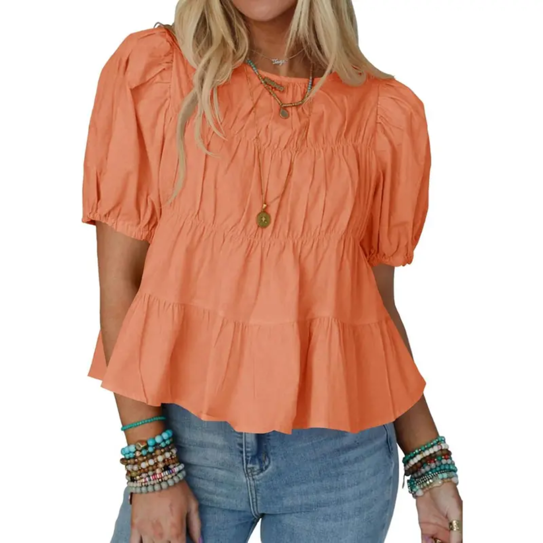 BREEZY™ – Bluse mit Puffärmeln und Falten