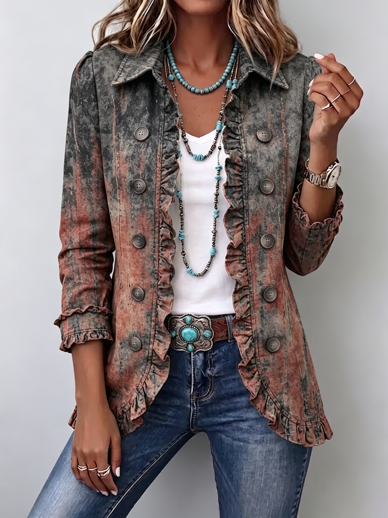Flavia | Vintage-Jacke mit Farbverlauf und strukturierter Optik