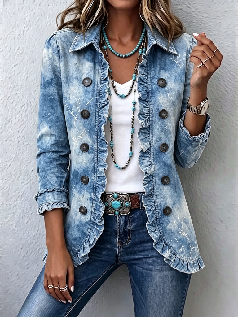 Ginevra | Bohemian-Jacke mit botanischem Vintage-Farbverlauf
