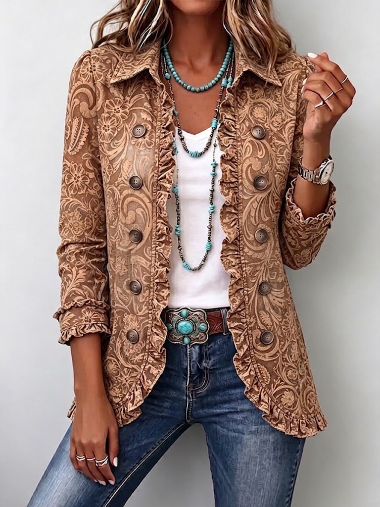 Noemi | Bohemian-Jacke mit Vintage-Blumenmuster