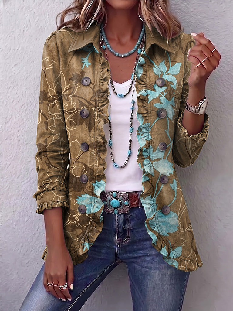 Bianca | Bohemian-Jacke mit floralem Vintage-Farbverlauf