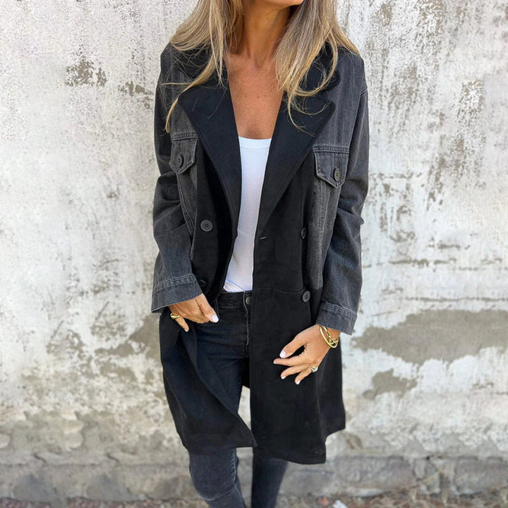 ELORA™ – Zweifarbiger Jeans-Trenchcoat