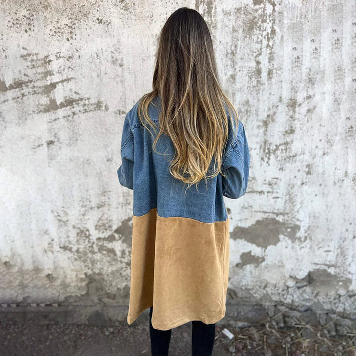 ELORA™ – Zweifarbiger Jeans-Trenchcoat