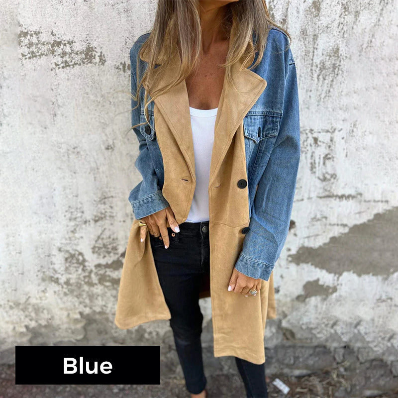 ELORA™ – Zweifarbiger Jeans-Trenchcoat