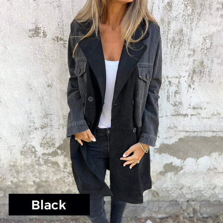 ELORA™ – Zweifarbiger Jeans-Trenchcoat