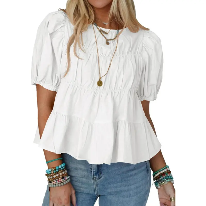 BREEZY™ – Bluse mit Puffärmeln und Falten