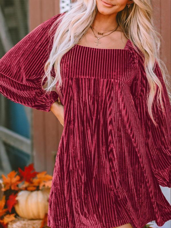 OLIVERA™ - Schickes A-Linien-Kleid mit Bischofsärmeln und eckigem Ausschnitt