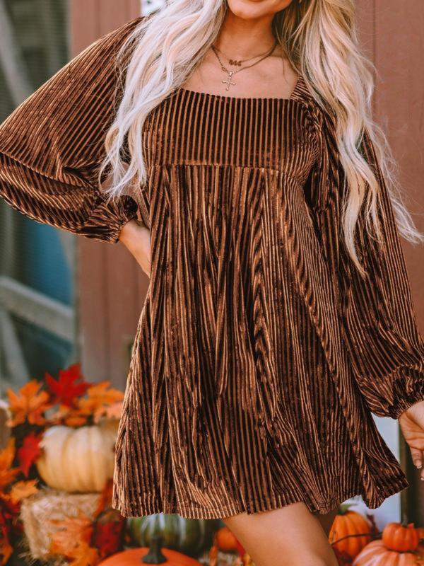 OLIVERA™ - Schickes A-Linien-Kleid mit Bischofsärmeln und eckigem Ausschnitt